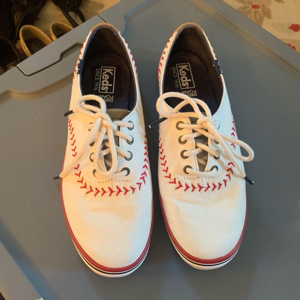 Keds, baseball styled theme. Size 5.5. Worn once.